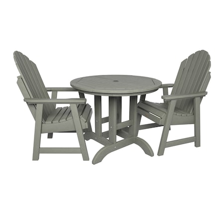 Highwood Usa Hamilton 3pc Round Outdoor Patio Furniture Dining Set AD-DNA36-EUC